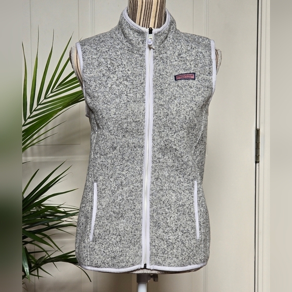 Vineyard Vines Womens Fleece Vest Heather Gray Size S - Picture 1 of 9